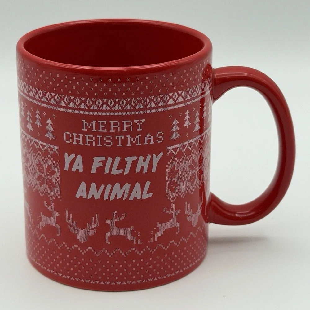 Typo Merry Christmas Ya Filthy‎ Animal Red Stoneware Mug Holiday Coffee Cup 12oz
